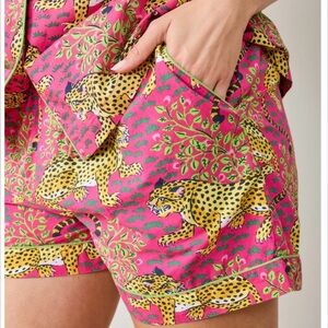 PrintFresh Hot Pink Bagheera Pajama Shorts 100% Organic Cotton Large GUC
